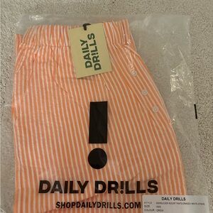 Daily Drills Seersucker Resort Pants in Orange and White Stripes BRAND NEW
